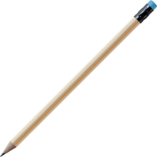 Bleistift, Natur, Rund, Kapsel Schwarz , natur / hellblau, Holz, 18,50cm (Länge), Bild 1