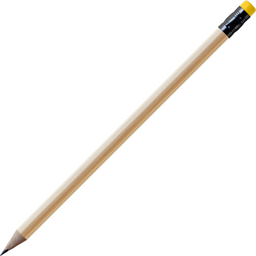 Bleistift, Natur, Rund, Kapsel Schwarz , natur / dunkelgelb, Holz, 18,50cm (Länge), Bild 1