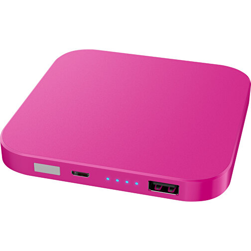 Kabellose Powerbank LuxWire Mit LED-Logo , pink / pink, Kunststoff, 9,00cm x 2,00cm x 9,00cm (Länge x Höhe x Breite), Bild 1