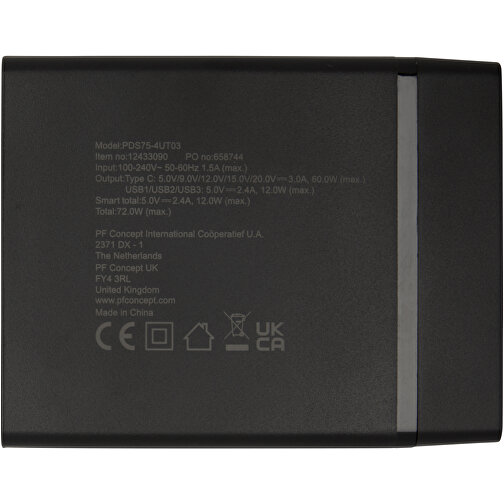 ADAPT PD-Powerstation Aus Recyceltem Kunststoff, 72W , schwarz, PCR Kunststoff, 9,10cm x 2,70cm x 7,20cm (Länge x Höhe x Breite), Bild 4