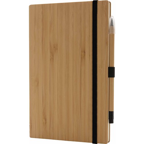 Bambus-Notizbuch Und Infinity-Bleistift Im Set, Braun , braun, Bambus FSC® zertifiziert, 21,00cm x 1,30cm (Länge x Höhe), Bild 1