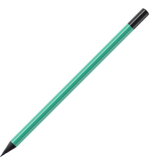 Bleistift, Schwarz Durchgefärbt, Rund, Farbig Lackiert , hellgrün / schwarz, Holz, 17,50cm (Länge), Bild 1