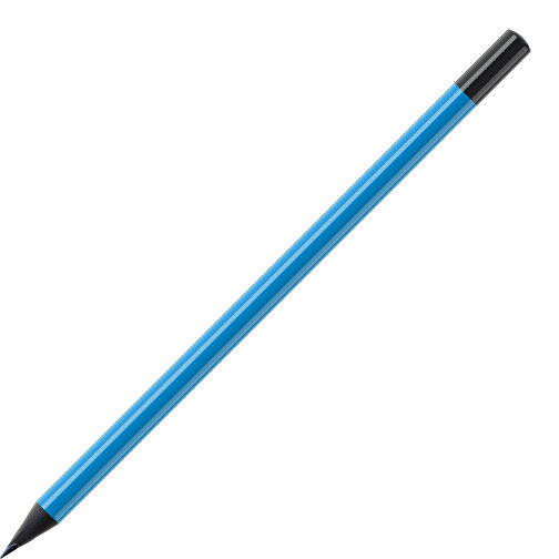 Bleistift, Schwarz Durchgefärbt, Rund, Farbig Lackiert , mittelblau / schwarz, Holz, 17,50cm (Länge), Bild 1