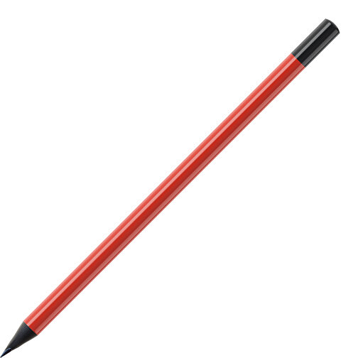 Bleistift, Schwarz Durchgefärbt, Rund, Farbig Lackiert , hellrot / schwarz, Holz, 17,50cm (Länge), Bild 1