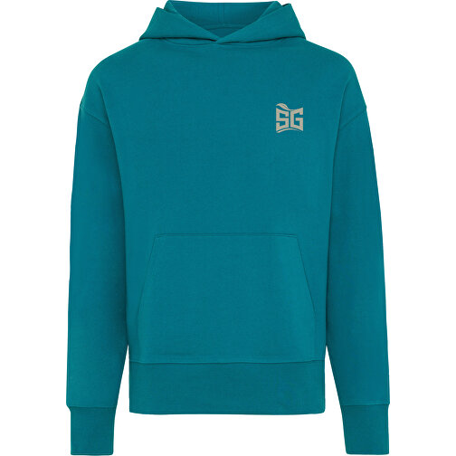 Iqoniq Yoho Relax-Hoodie Aus Recycelter Baumwolle, Verdigris , verdigris, 50% recycelte und 50% biologische Baumwolle, XS, 66,00cm x 1,00cm (Länge x Höhe), Bild 3