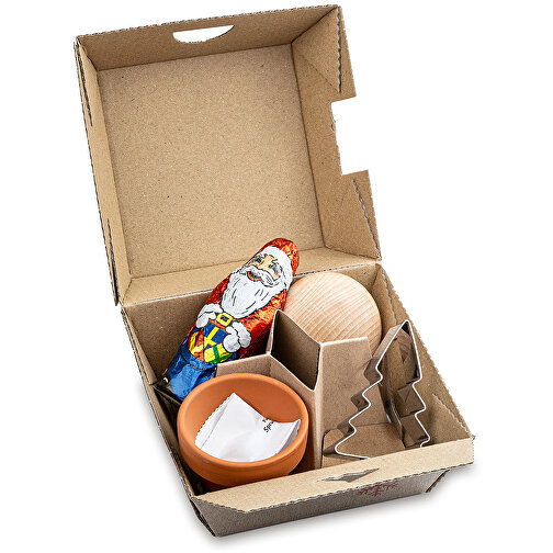 Coffret cadeau de Noël - Pot en argile avec graines d épicéa, Père Noël en chocolat, sapin en , Image 3