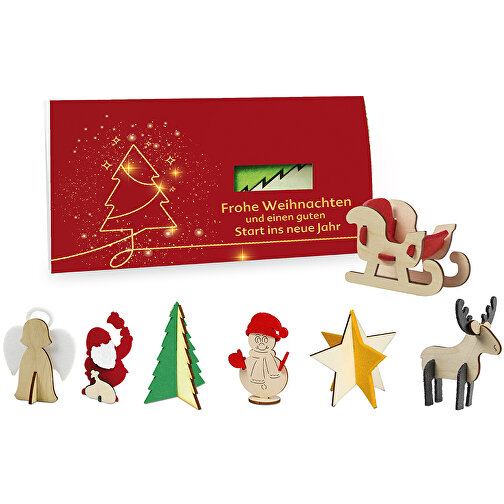 Steckfiguren-Karte Filz - Standardmotiv - Weihnachtsmann , standard, Filz, Papier, Holz, 21,00cm x 10,50cm (Länge x Breite), Bild 4