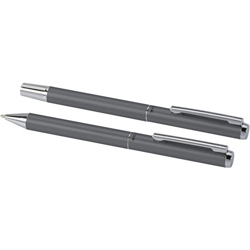 Lucetto Geschenkset Mit Kugelschreiber Und Tintenroller Aus Recyceltem Aluminium , grau, Recycled Aluminium, 14,00cm (Länge), Bild 5