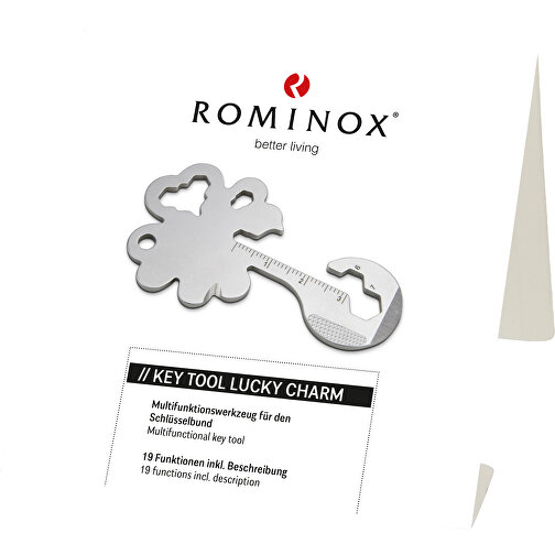 ROMINOX® Key Tool Osterglück - Lucky Charm / Kleeblatt (19 Funktionen) , grün, Edelstahl, 7,00cm x 0,20cm x 4,00cm (Länge x Höhe x Breite), Bild 4