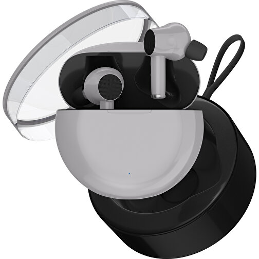 True-Wireless In-Ear Kopfhörer Truly , hellgrau / schwarz, Kunststoff, 6,00cm x 3,00cm x 6,00cm (Länge x Höhe x Breite), Bild 2