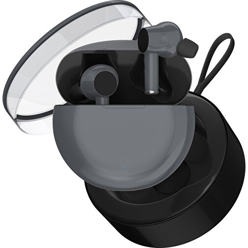 True-Wireless In-Ear Kopfhörer Truly , dunkelgrau / schwarz, Kunststoff, 6,00cm x 3,00cm x 6,00cm (Länge x Höhe x Breite), Bild 2