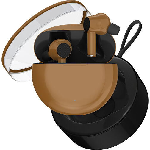 True-Wireless In-Ear Kopfhörer Truly , erdbraun / schwarz, Kunststoff, 6,00cm x 3,00cm x 6,00cm (Länge x Höhe x Breite), Bild 2