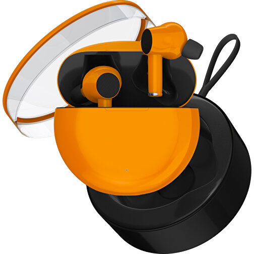 True-Wireless In-Ear Kopfhörer Truly , gelborange / schwarz, Kunststoff, 6,00cm x 3,00cm x 6,00cm (Länge x Höhe x Breite), Bild 2