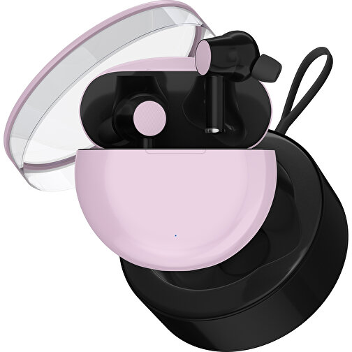 True-Wireless In-Ear Kopfhörer Truly , zartrosa / schwarz, Kunststoff, 6,00cm x 3,00cm x 6,00cm (Länge x Höhe x Breite), Bild 2