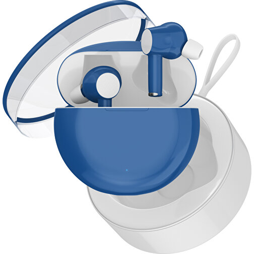True-Wireless In-Ear Kopfhörer Truly , dunkelblau / weiß, Kunststoff, 6,00cm x 3,00cm x 6,00cm (Länge x Höhe x Breite), Bild 2