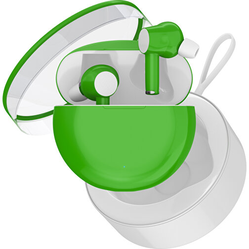 True-Wireless In-Ear Kopfhörer Truly , grasgrün / weiß, Kunststoff, 6,00cm x 3,00cm x 6,00cm (Länge x Höhe x Breite), Bild 2