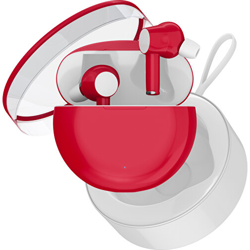 True-Wireless In-Ear Kopfhörer Truly , dunkelrot / weiß, Kunststoff, 6,00cm x 3,00cm x 6,00cm (Länge x Höhe x Breite), Bild 2