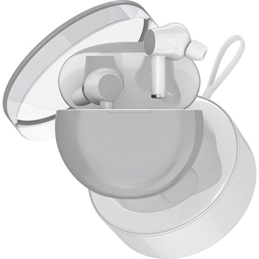 True-Wireless In-Ear Kopfhörer Truly , hellgrau / weiß, Kunststoff, 6,00cm x 3,00cm x 6,00cm (Länge x Höhe x Breite), Bild 2