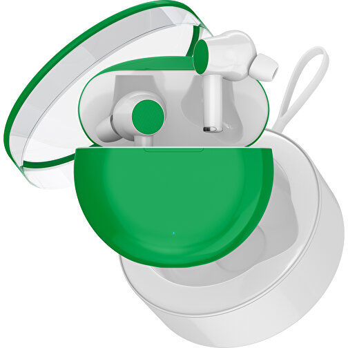 True-Wireless In-Ear Kopfhörer Truly , grün / weiß, Kunststoff, 6,00cm x 3,00cm x 6,00cm (Länge x Höhe x Breite), Bild 2