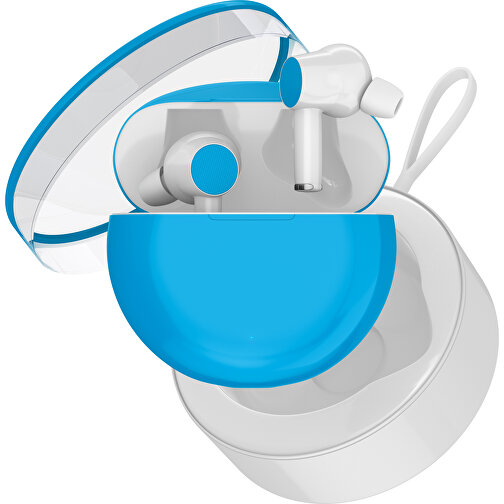 True-Wireless In-Ear Kopfhörer Truly , himmelblau / weiß, Kunststoff, 6,00cm x 3,00cm x 6,00cm (Länge x Höhe x Breite), Bild 2