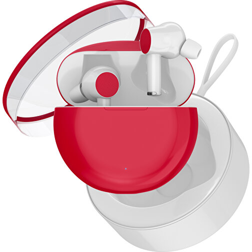 True-Wireless In-Ear Kopfhörer Truly , dunkelrot / weiß, Kunststoff, 6,00cm x 3,00cm x 6,00cm (Länge x Höhe x Breite), Bild 2