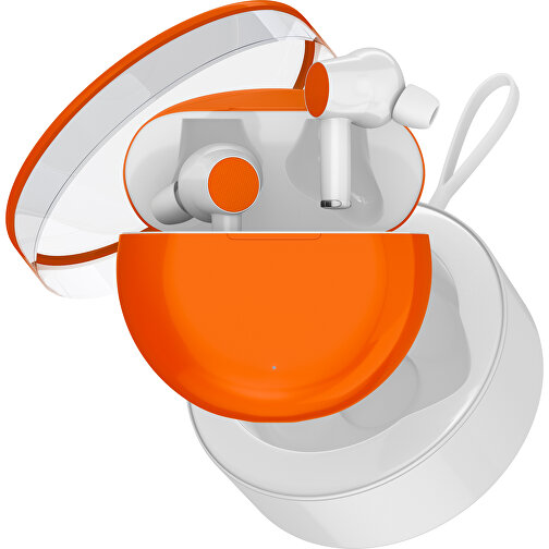 True-Wireless In-Ear Kopfhörer Truly , orange / weiß, Kunststoff, 6,00cm x 3,00cm x 6,00cm (Länge x Höhe x Breite), Bild 2