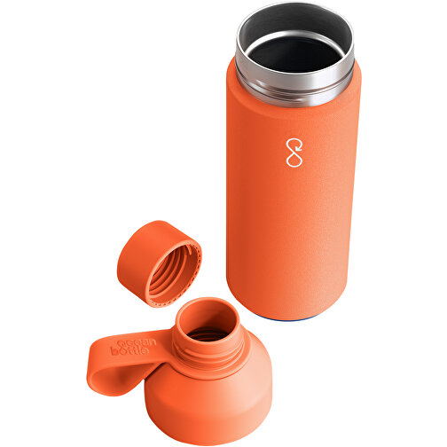 Ocean Bottle 500 Ml Vakuumisolierte Flasche , sun orange, 70% Recycled stainless steel, 10% PET Kunststoff, 10% Recycelter PET Kunststoff, 10% Silikon Kunststoff, 21,70cm (Höhe), Bild 4
