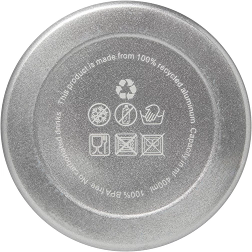 Bouteille d eau Oregon de 400 ml en aluminium recyclé certifié RCS avec mousqueton, Image 3