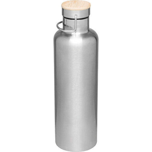 Vakuum-Isolierflasche JUMBO MILITARY , silber, Edelstahl / Bambus / Silikon / Kunststoff, 29,50cm (Länge), Bild 1