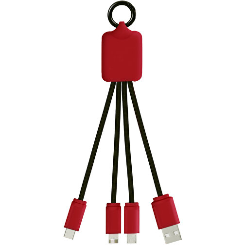 SCX.design C15 Quatro Ladekabel Mit Leuchtlogo , mid red / schwarz, Recycelter PET Kunststoff, Metall, Gummi, 16,00cm x 2,60cm (Länge x Breite), Bild 2