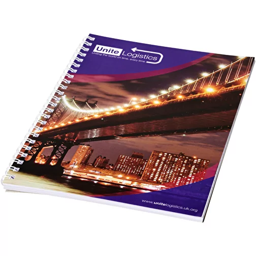 Carnet de notes à spirales A5 Desk-Mate® avec couverture arrière imprimée, Image 1