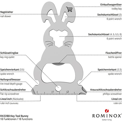 ROMINOX® Key Tool // Bunny - 16 Functions (Osterhase) , Edelstahl, 6,30cm x 0,23cm x 3,80cm (Länge x Höhe x Breite), Bild 8