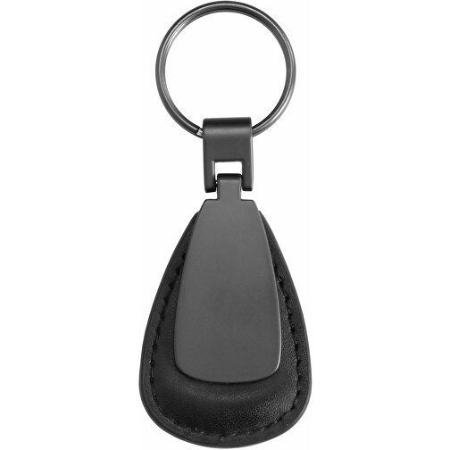 Schlüsselanhänger 'Cardiff' Oval , matt-schwarz, Metall, 6,50cm x 0,50cm x 3,60cm (Länge x Höhe x Breite), Bild 1