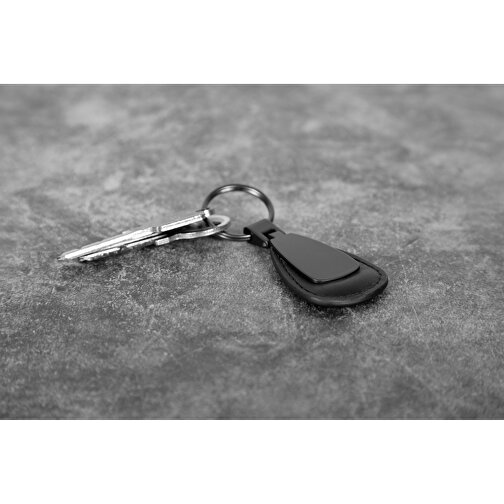 Schlüsselanhänger 'Cardiff' Oval , matt-schwarz, Metall, 6,50cm x 0,50cm x 3,60cm (Länge x Höhe x Breite), Bild 3