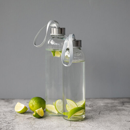 Glasflasche Mit Hülle 'Pure', 0,5 L , transparent, Glas, 21,60cm (Höhe), Bild 2