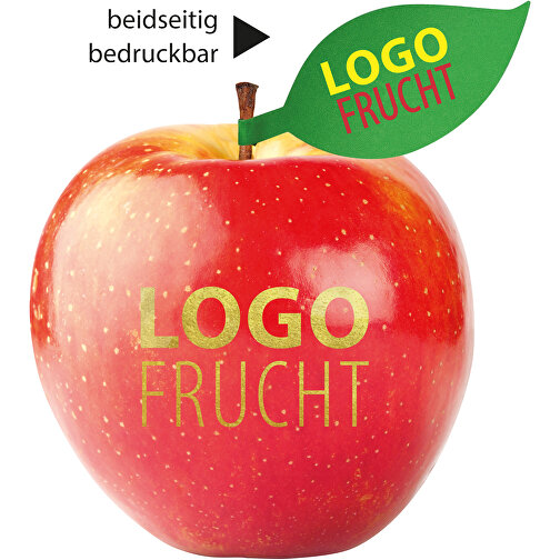 LogoFrucht Apfel Rot - Goldberry + Apfelblatt , gold, 7,50cm (Höhe), Bild 1