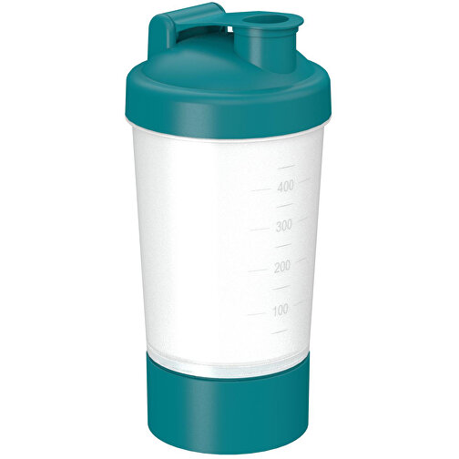 Shaker 'Protein', Pro 1, 0,40 L , transparent/teal, Kunststoff, 20,80cm (Höhe), Bild 1