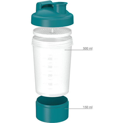 Shaker 'Protein', Pro 1, 0,40 L , transparent/standard-blau PP, Kunststoff, 20,80cm (Höhe), Bild 2