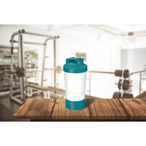 Shaker 'Protein', Pro 1, 0,40 L , transparent/standard-blau PP, Kunststoff, 20,80cm (Höhe), Bild 3