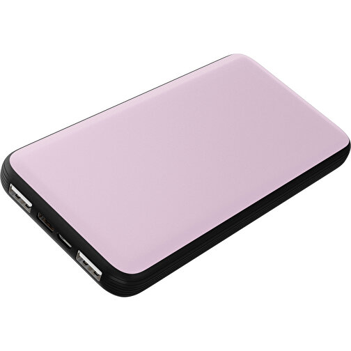 Duale Powerbank CustomColor Ink. Wireless Charger , zartrosa / schwarz, ABS-Kunststoff, Polycarbonat (PC), 15,30cm x 1,20cm x 7,60cm (Länge x Höhe x Breite), Bild 1