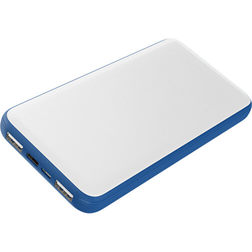 Duale Powerbank CustomColor Ink. Wireless Charger , weiß / dunkelblau, ABS-Kunststoff, Polycarbonat (PC), 15,30cm x 1,20cm x 7,60cm (Länge x Höhe x Breite), Bild 1