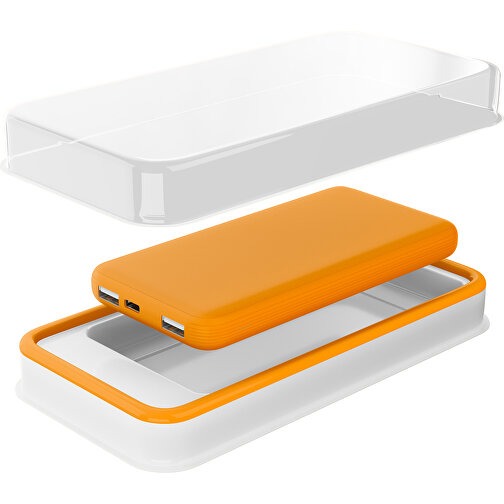 Duale Powerbank CustomColor Ink. Wireless Charger , gelborange, ABS-Kunststoff, Polycarbonat (PC), 15,30cm x 1,20cm x 7,60cm (Länge x Höhe x Breite), Bild 2