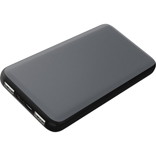 Duale Powerbank CustomColor Ink. Wireless Charger , dunkelgrau / schwarz, ABS-Kunststoff, Polycarbonat (PC), 15,30cm x 1,20cm x 7,60cm (Länge x Höhe x Breite), Bild 1