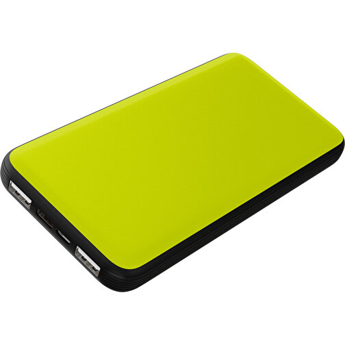 Duale Powerbank CustomColor Ink. Wireless Charger , hellgrün / schwarz, ABS-Kunststoff, Polycarbonat (PC), 15,30cm x 1,20cm x 7,60cm (Länge x Höhe x Breite), Bild 1