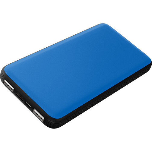 Duale Powerbank CustomColor Ink. Wireless Charger , kobaltblau / schwarz, ABS-Kunststoff, Polycarbonat (PC), 15,30cm x 1,20cm x 7,60cm (Länge x Höhe x Breite), Bild 1