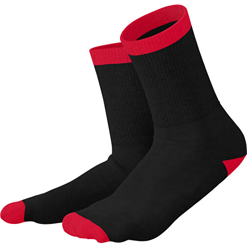 Boris - Die Premium Tennis Socke , schwarz / dunkelrot, 85% Natur Baumwolle, 12% regeniertes umwelftreundliches Polyamid, 3% Elastan, 36,00cm x 0,40cm x 8,00cm (Länge x Höhe x Breite), Bild 1
