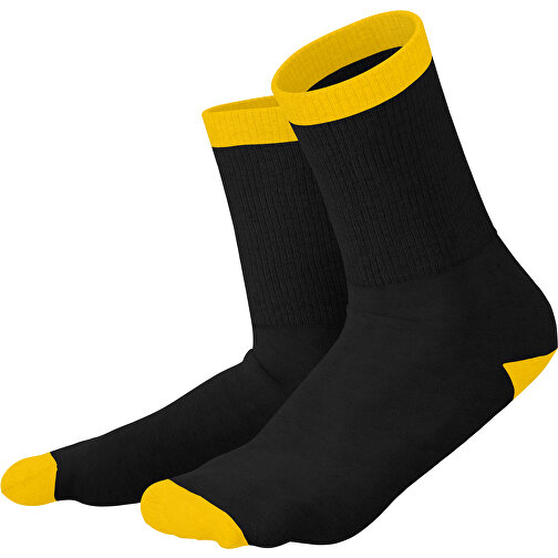 Boris - Die Premium Tennis Socke , schwarz / sonnengelb, 85% Natur Baumwolle, 12% regeniertes umwelftreundliches Polyamid, 3% Elastan, 36,00cm x 0,40cm x 8,00cm (Länge x Höhe x Breite), Bild 1