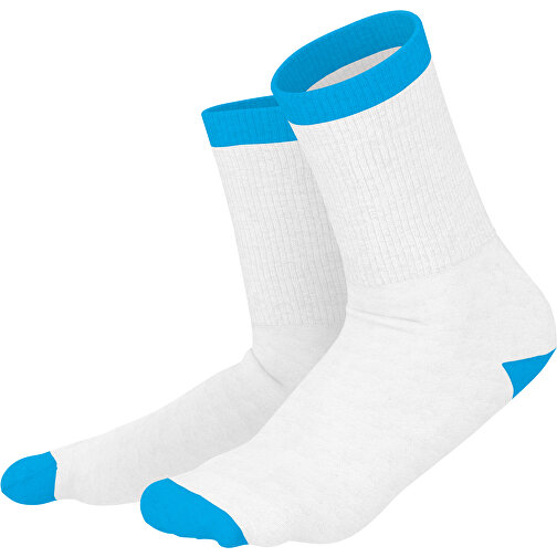 Boris - Die Premium Tennis Socke , weiß / himmelblau, 85% Natur Baumwolle, 12% regeniertes umwelftreundliches Polyamid, 3% Elastan, 36,00cm x 0,40cm x 8,00cm (Länge x Höhe x Breite), Bild 1