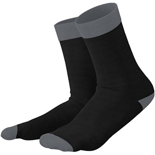Adam - Die Premium Business Socke , schwarz / dunkelgrau, 85% Natur Baumwolle, 12% regeniertes umwelftreundliches Polyamid, 3% Elastan, 36,00cm x 0,40cm x 8,00cm (Länge x Höhe x Breite), Bild 1