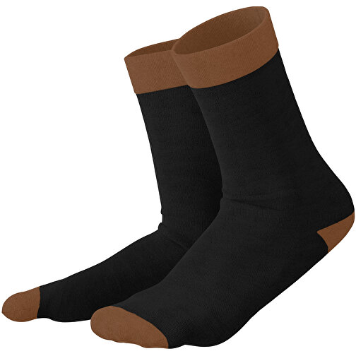 Adam - Die Premium Business Socke , schwarz / dunkelbraun, 85% Natur Baumwolle, 12% regeniertes umwelftreundliches Polyamid, 3% Elastan, 36,00cm x 0,40cm x 8,00cm (Länge x Höhe x Breite), Bild 1